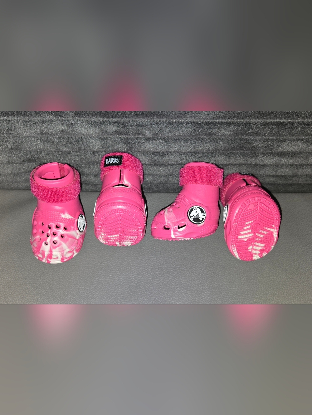 CROCS Pink Dog Booties with Bark Fastening